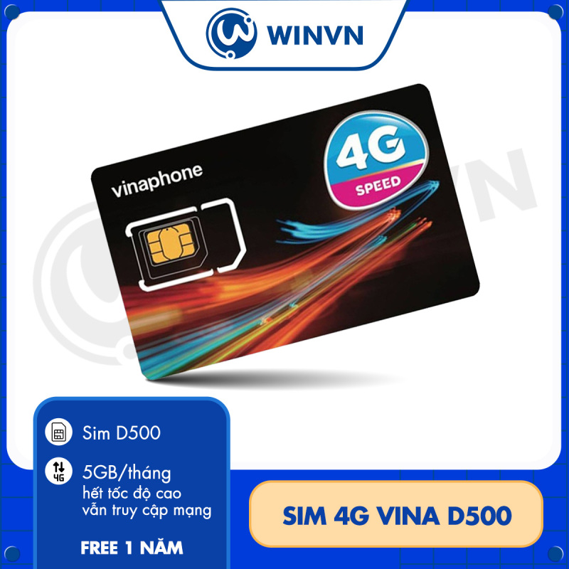 Sim 4G Vina D500 Trọn Gói 12 Tháng mỗi tháng mỗi tháng có 5GB/tháng  trọn gói 1 năm không nạp tiền