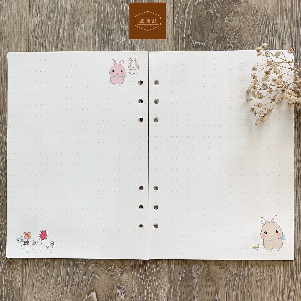 [HCM]Giấy refill in màu ruột sổ bìa còng Planner 6 lỗ A5/A6 - 40 tờ