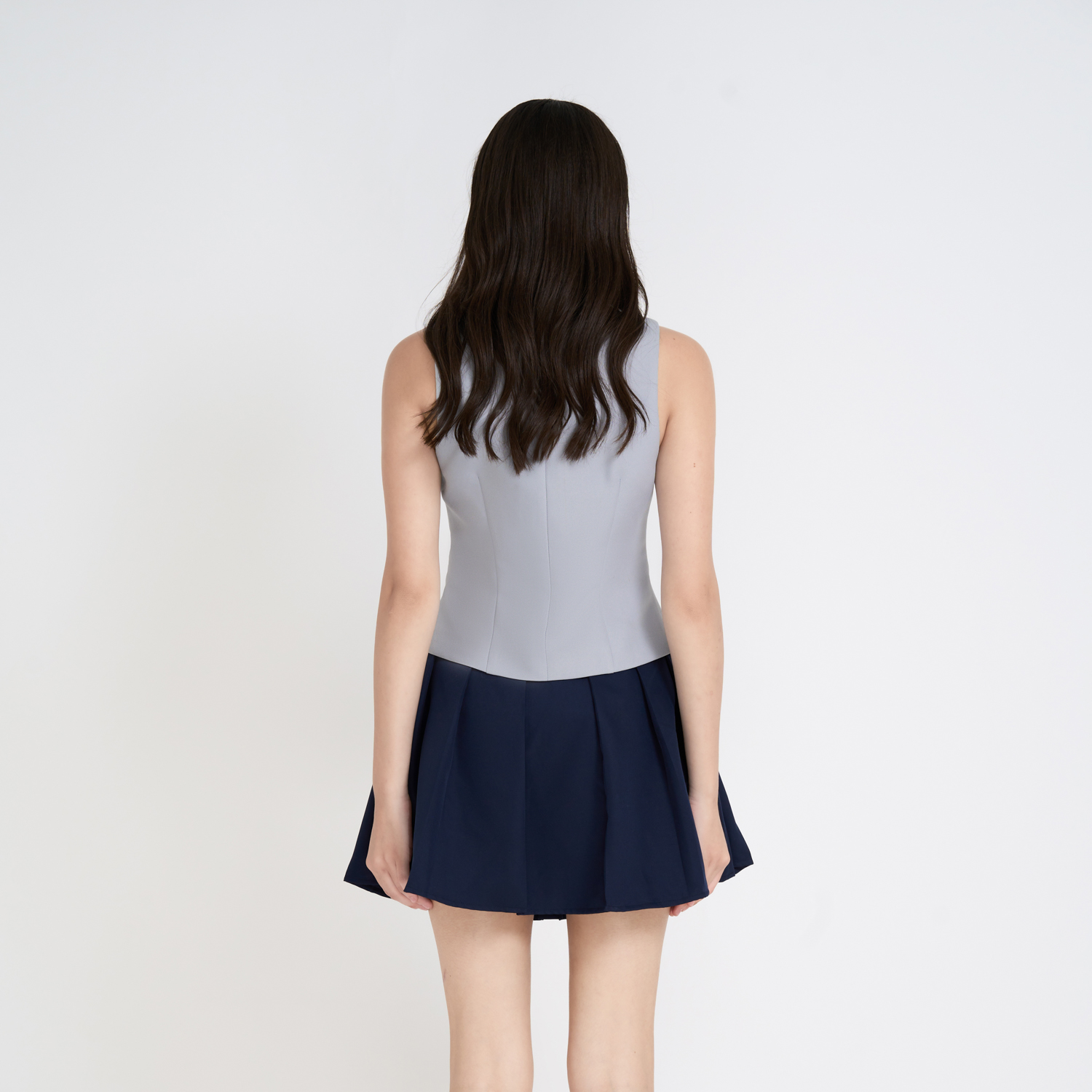 Chân váy mini xếp ly kiểu cotton mịn Maybi