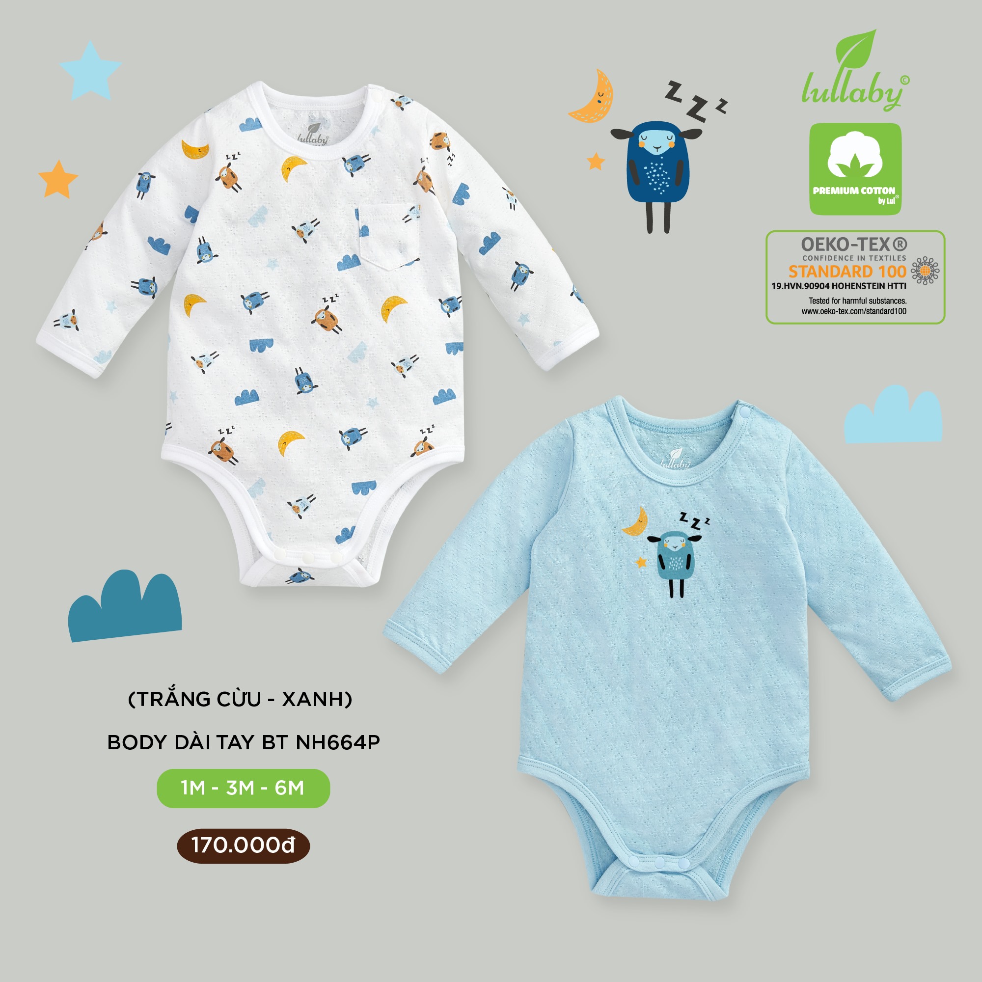 [LULLABY 2021] Set 2 bộ BODYCHIP dài tay thu đông bé trai và bé gái