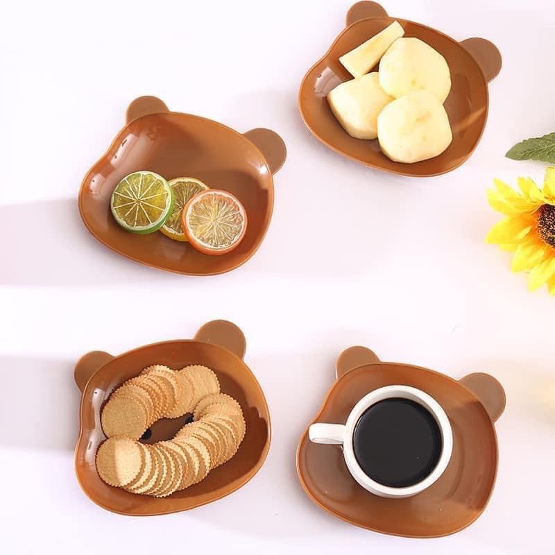 Practical bear shape plastic dish for snack food, decorative plastic dish table with tray-Hause