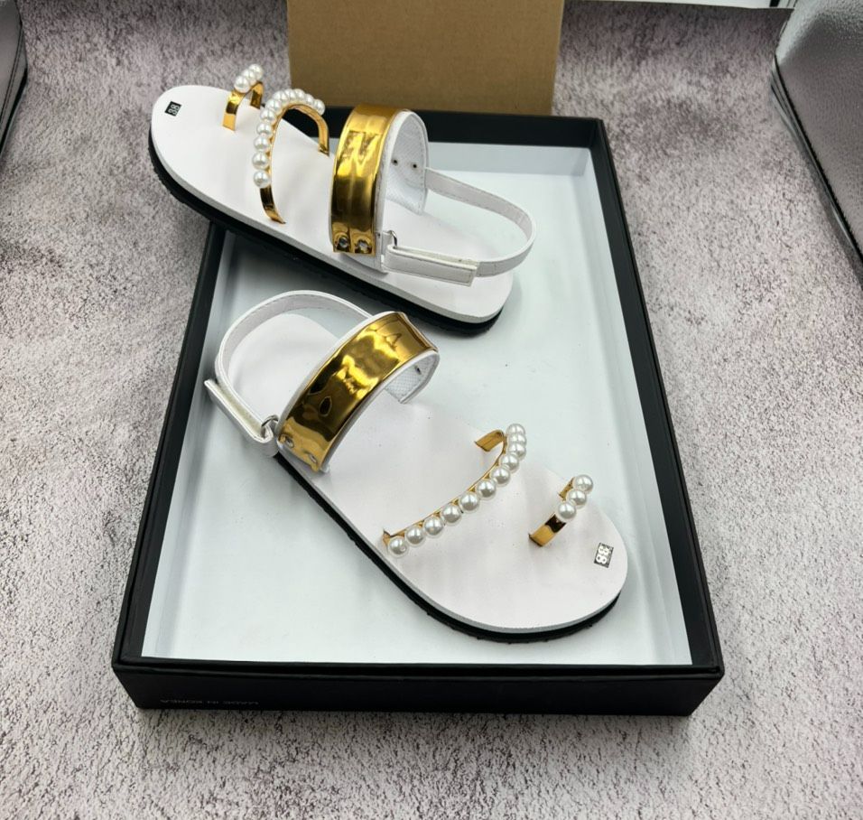 Giày sandal đan nữ + châu trắng-xăng đan học sinh
