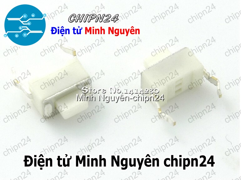 [10 cái] (K79) Nút nhấn 2 chân 3x6x4.3mm DIP Trắng - HH003210