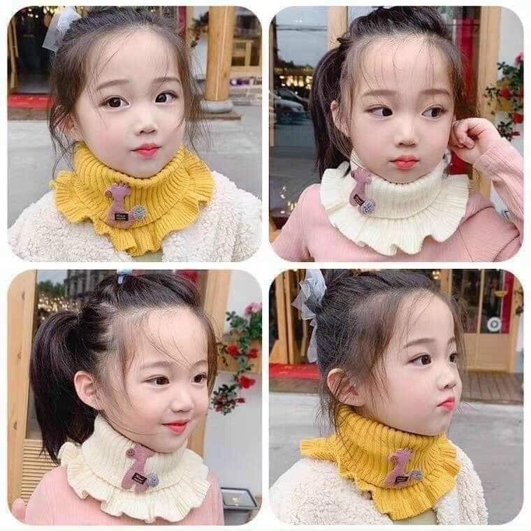 Khăn len ống hình hoa cho bé gái,Khăn quoàng cổ cho bé gái,Khăn trẻ em