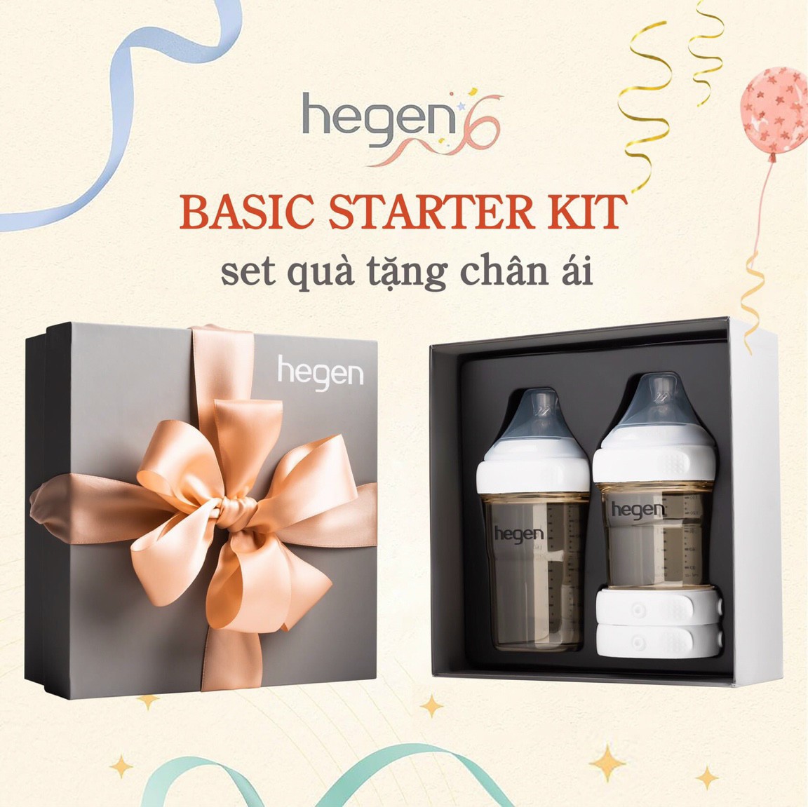 Bộ quà tặng Hegen Basic Stater Kit, bộ quà tặng bình sữa Hegen chân ái