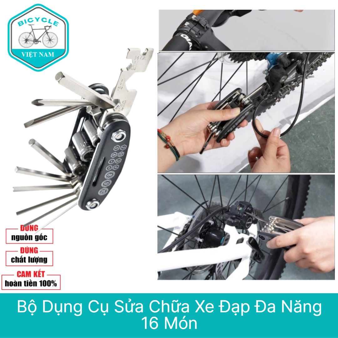 Bộ Dụng Cụ Sửa Chữa Đa Năng Xe Đạp 16 Món – Tiện Lợi, Gọn Nhẹ, Dễ Sử Dụng