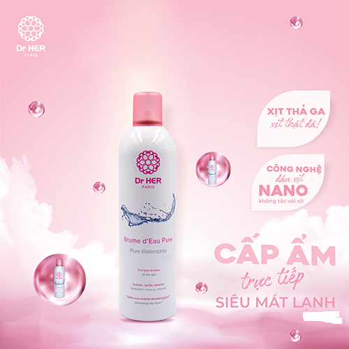 [ Tặng chai 100ml ] Xịt khoáng cấp ẩm làm dịu da Dr HER Paris 400ml