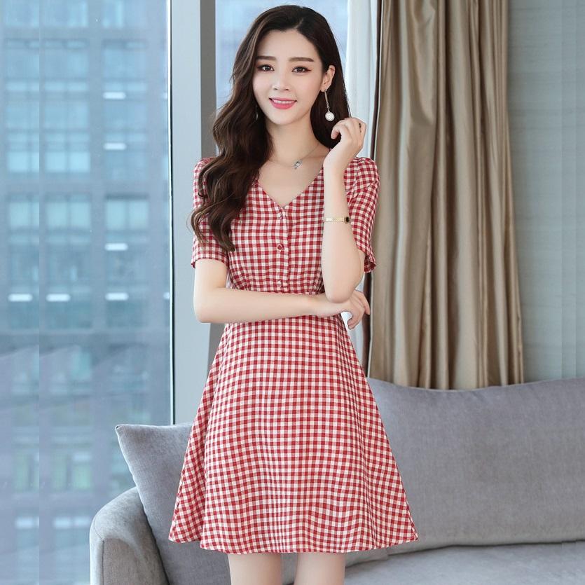 [HCM]Đầm Caro Form Chữ A - New Thoi Trang
