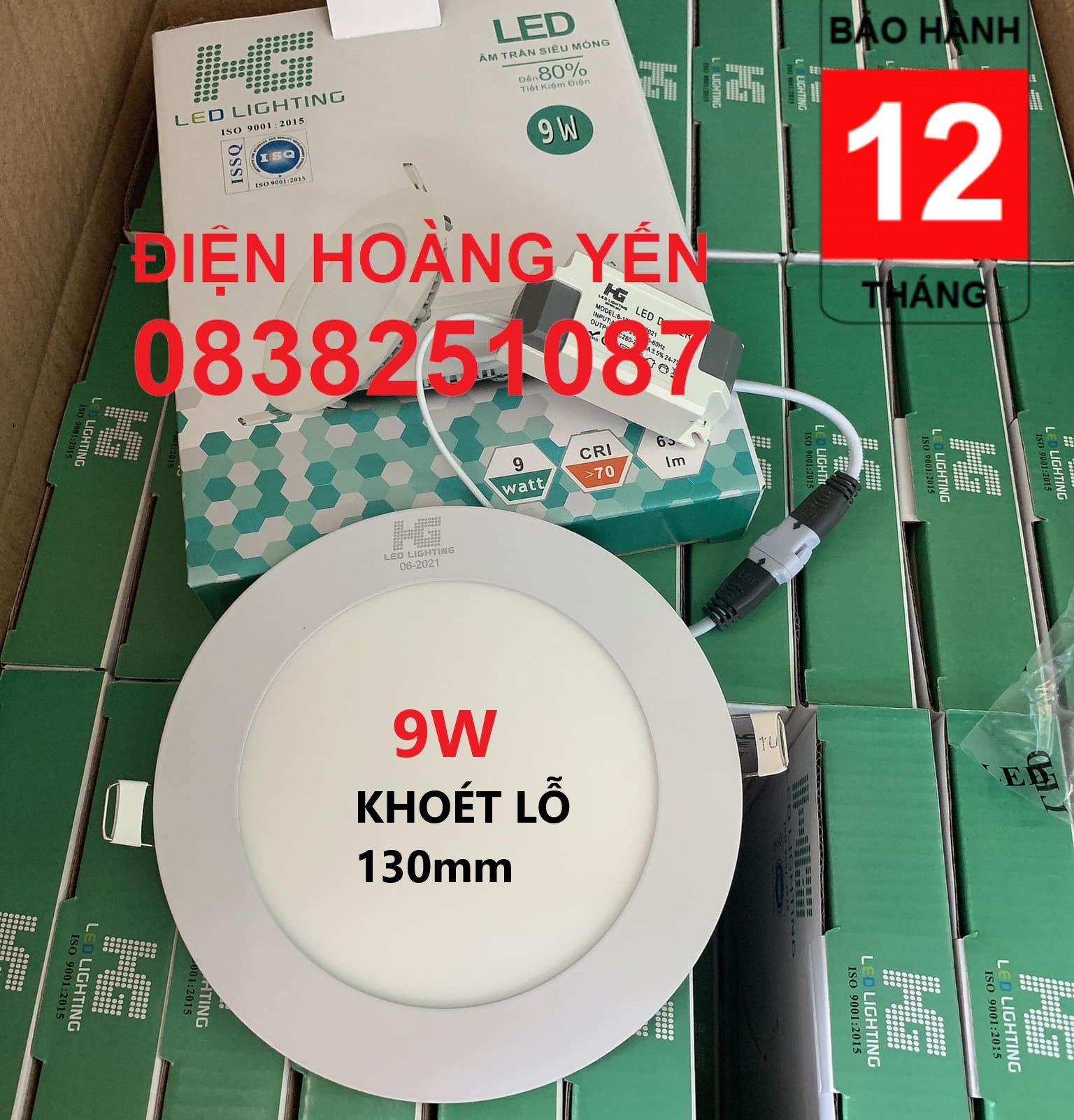 Đèn led âm trần siêu mỏng 9w(HG)