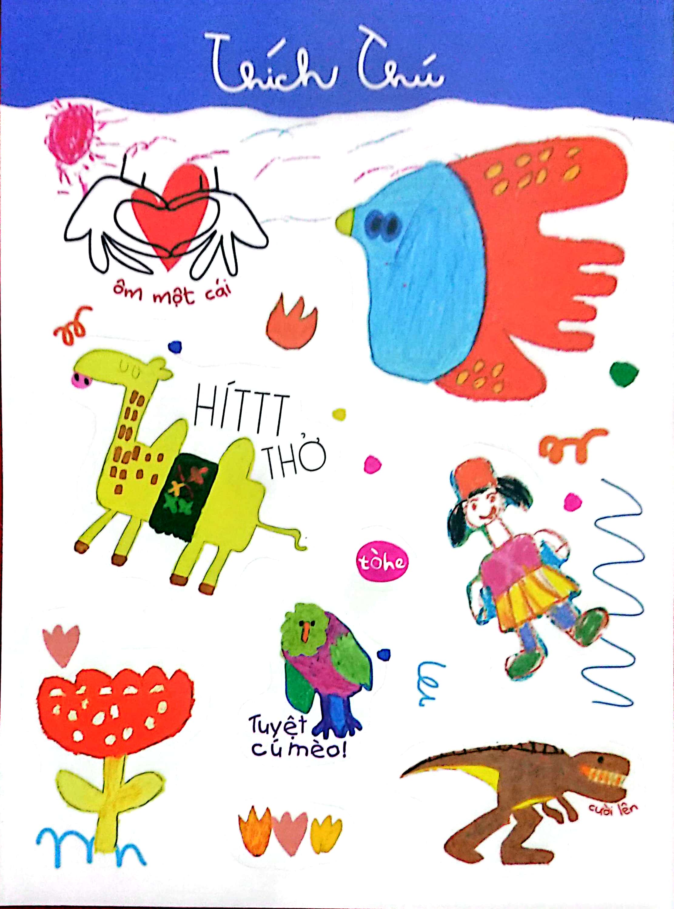 Sticker cute nhiều hình độc đáo (1 tờ lẻ, giao mẫu ngẫu nhiên) [Made by Tòhe] [FSale]