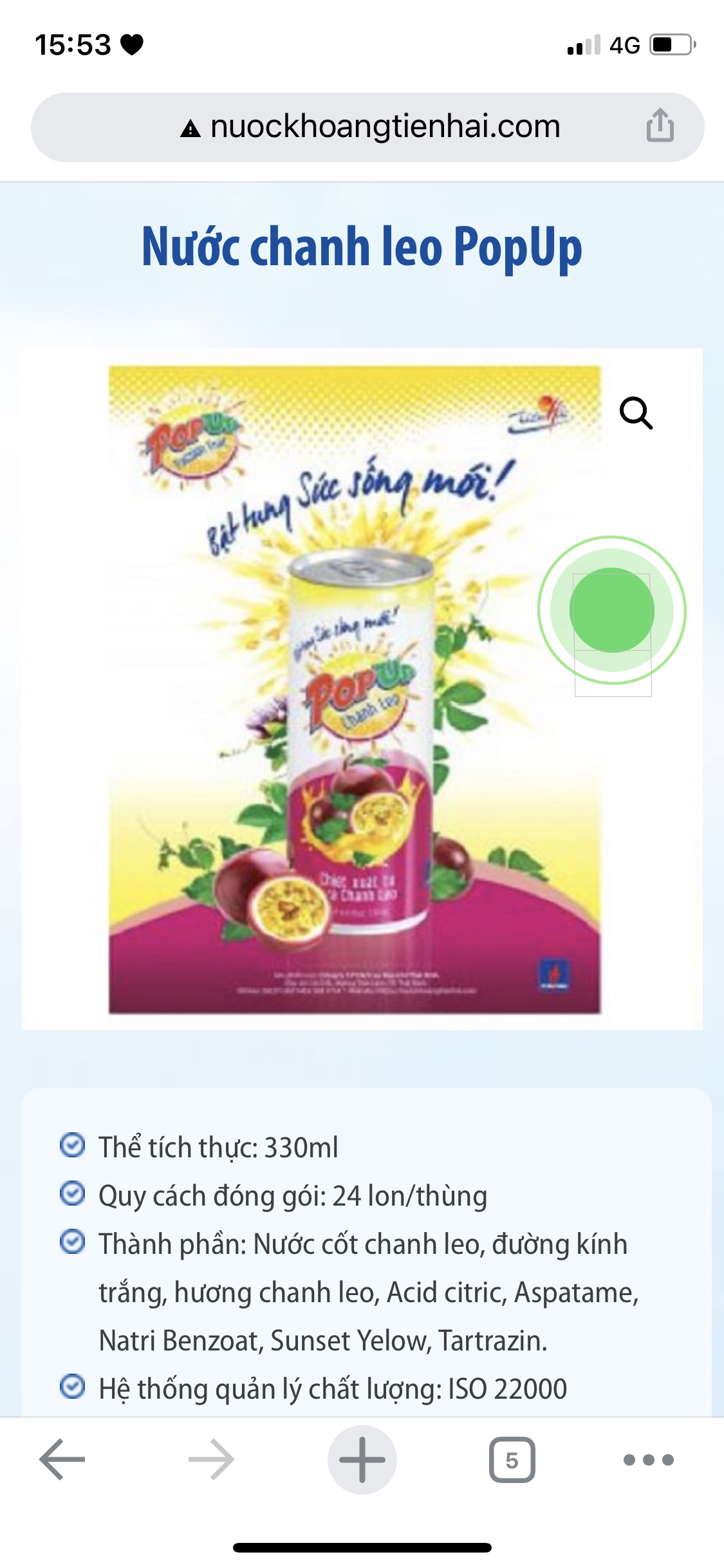 Nước chanh leo PopUp 330ml ( Thùng 24 lon )