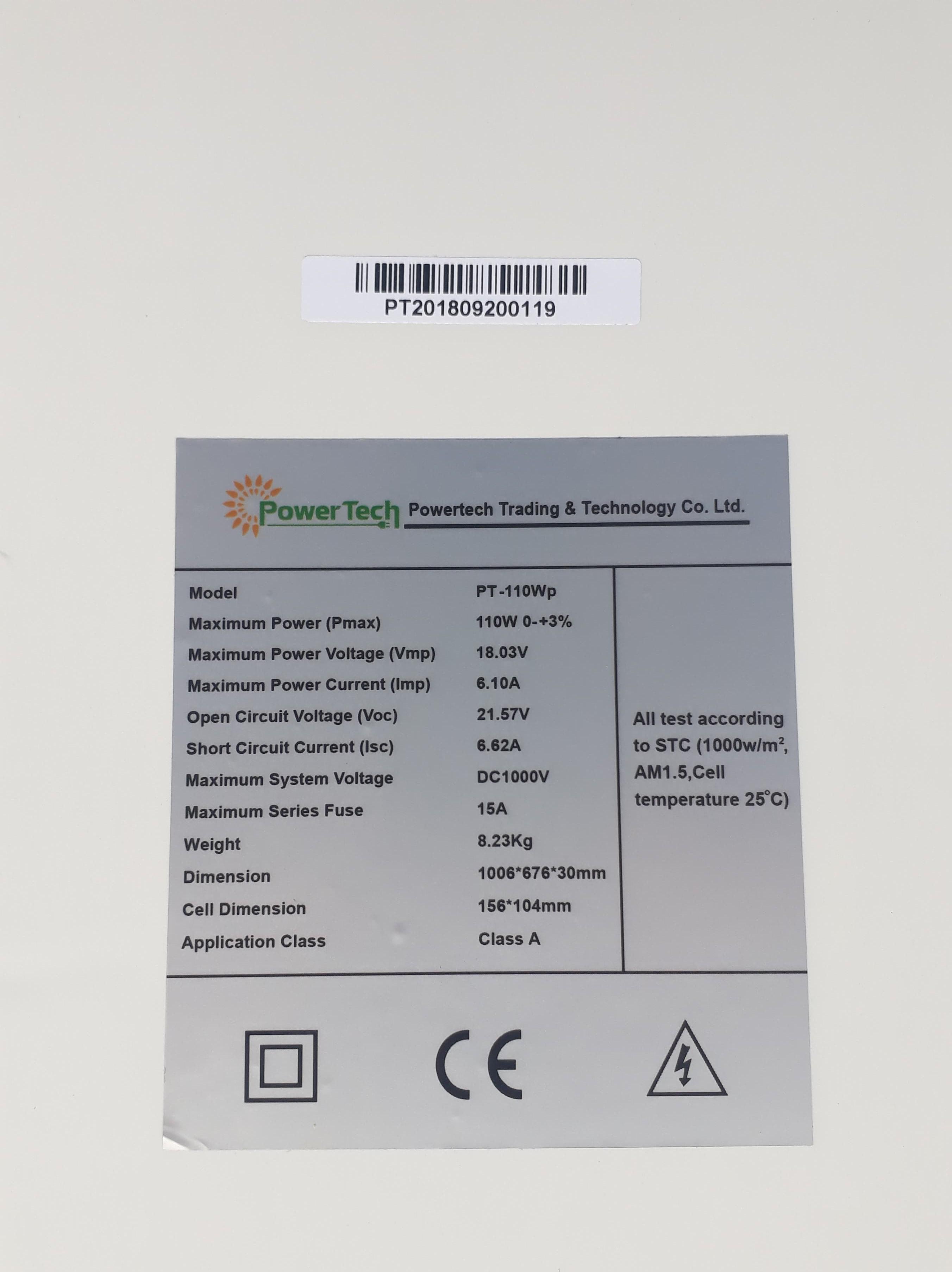 Tấm pin mặt trời 110w mono - tặng 1 cặp jack mc4