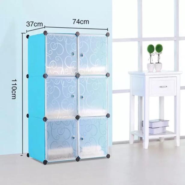 🍃Thanh Lý Giá Sốc- Tủ Nhựa Quần Áo Lắp Ghép 6 Ô Sâu 37cm Tặng Kèm 1 Treo Đồ.