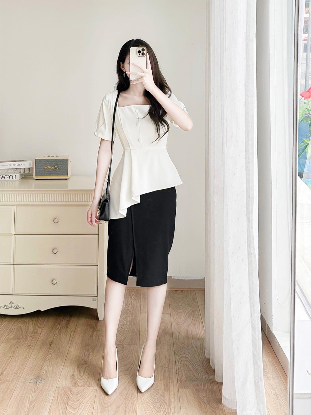Myan design Women lightweight cross stitch decoration button split pencil skirt vvn042317