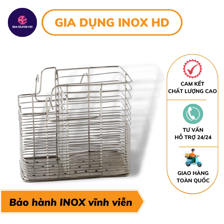 Ống đựng đũa muỗng vuông 2 ngăn inox 201 Giỏ đựng muỗng đũa thiết kế hiện đại, hợp lý, dễ sử dụng, ống đựng đũa, giá đựng đũa, ống đũa đơn inox, giá đựng đũa inox, phụ kiện nhà bếp