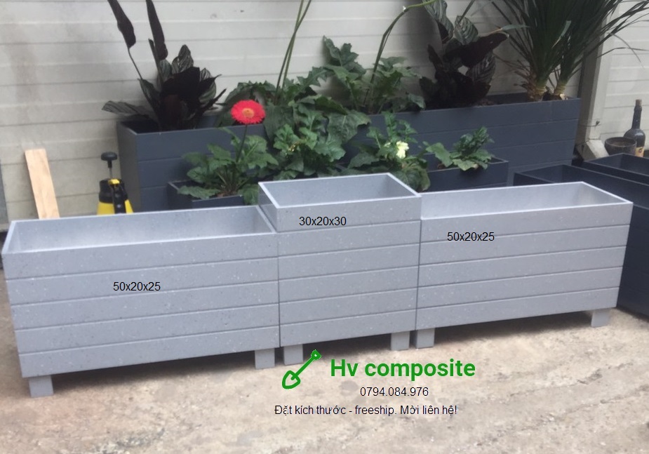 chậu trồng cây composite mầu giả đá (50x20x25)