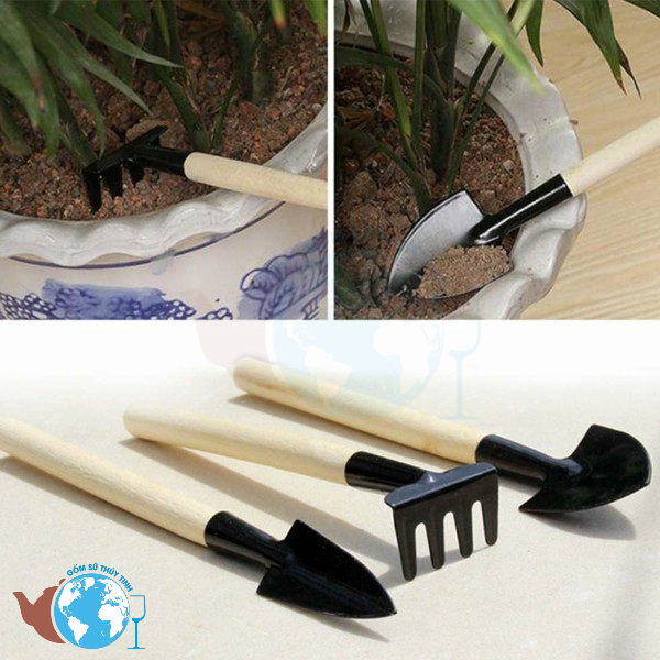 Bộ cuốc xẻng mini trồng cây cảnh - xẻng, xúc, cào mini dụng cụ làm vườn mini