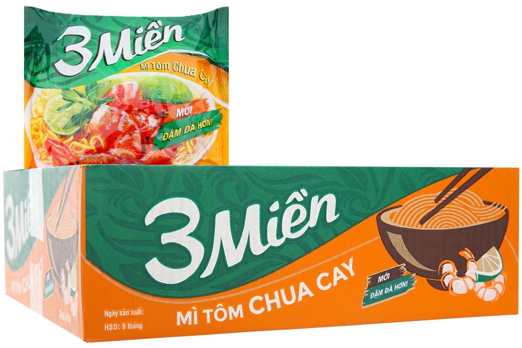 Thùng Mì 3 Miền Tôm Chua Cay 30 gói x 65gr