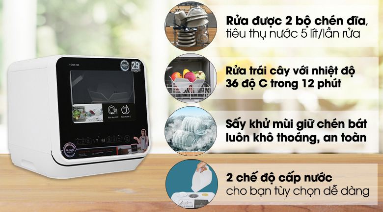 [Trả góp 0%]MÁY RỬA CHÉN TOSHIBA DWS-22AVN(K)