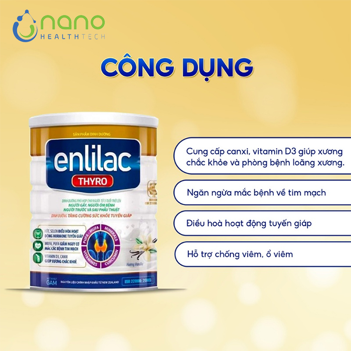 sữa bột ENLILAC THYRO 400G,-900G  (DINH DƯỠNG CHO NGƯỜI TUYẾN GIÁP)