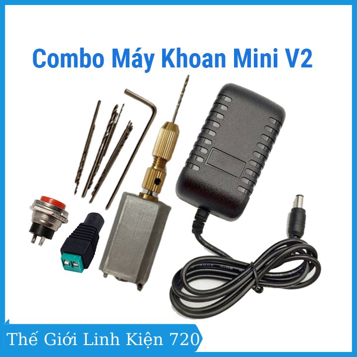 Combo máy khoan mini 3-5v siêu khỏe v2 cực chuẩn chế từ động cơ 132 32000rpm