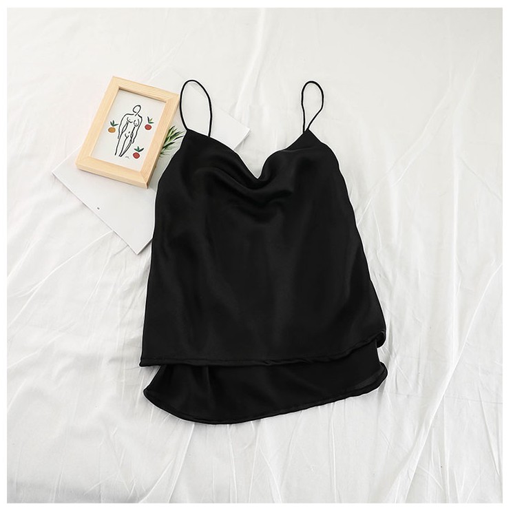 Áo 2 dây cổ đổ sang chảnh, chất lụa satin đẹp