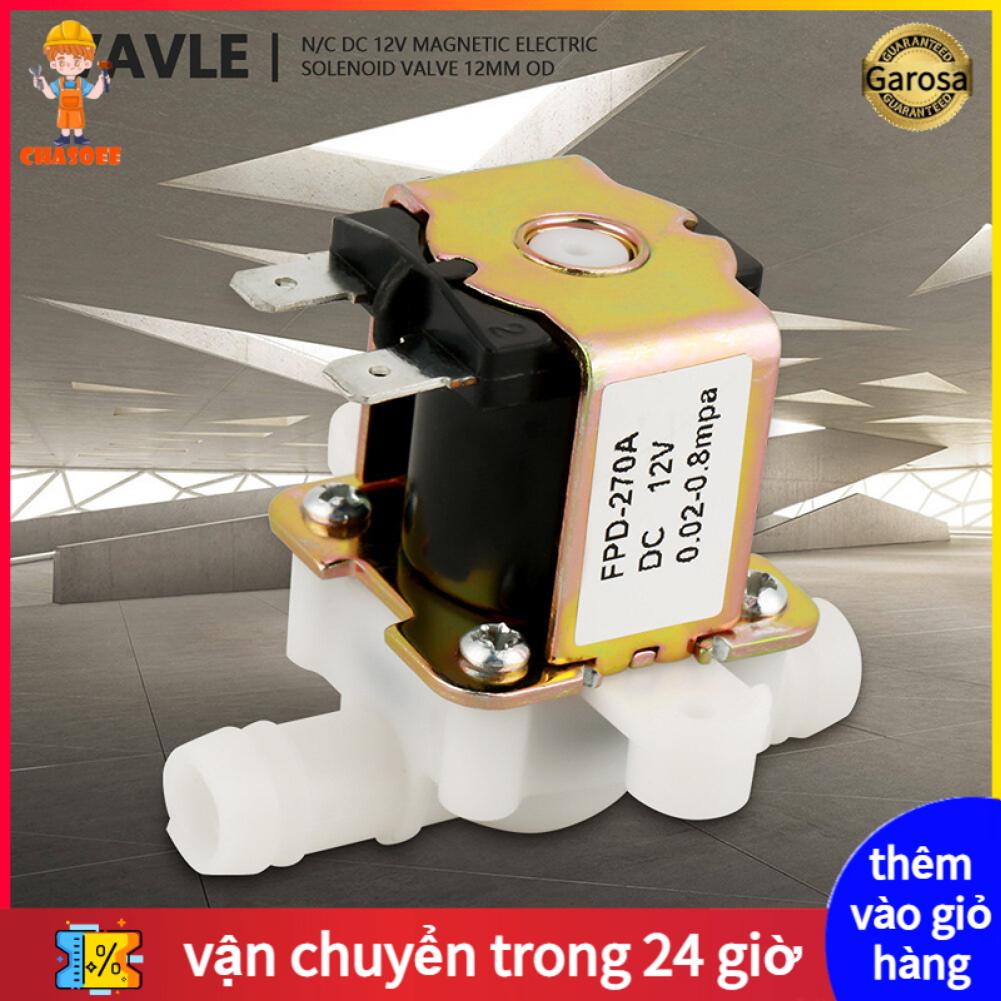chasoee DC12V OD12mm Plastic Electromagnetic Valve Normally Closed Water Inlet Flow Switch
