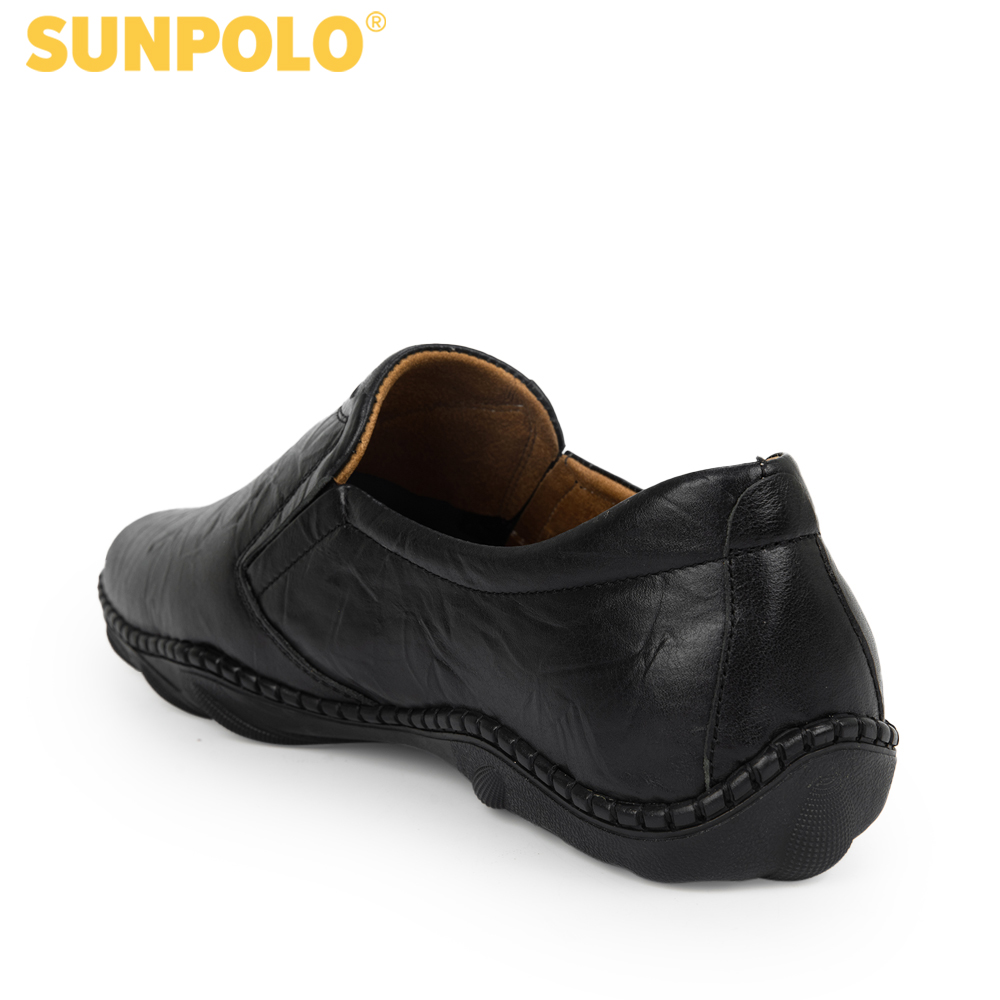 Giày lười nam da bò SUNPOLO SUS512 (Xanh đen)
