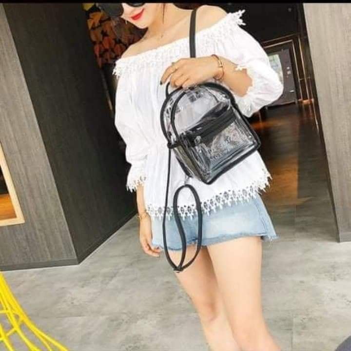 BALO MINI TRONG SUỐT KÈM TÚI NHỎ