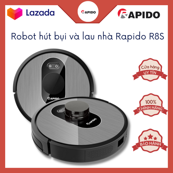 Robot hút bụi lau nhà Rapido R8S - Robot hút bụi thông minh - Robot hút bụi tự động - Robot hút bụi điều khiển bằng điện thoại - Robot hút bụi lau nhà giá rẻ