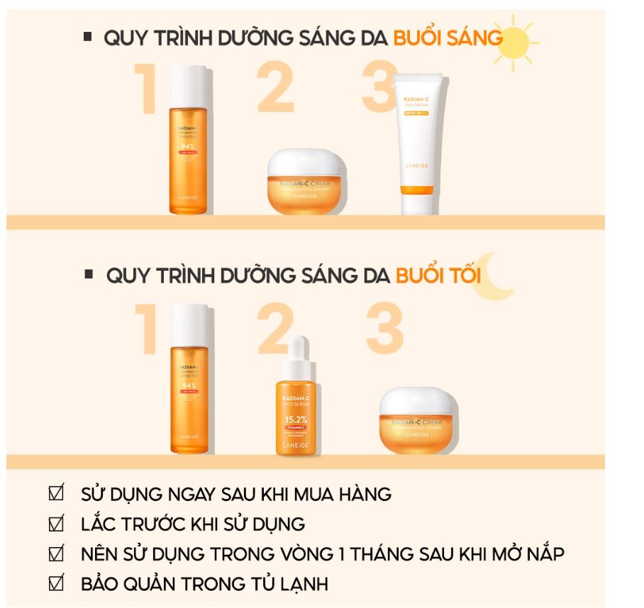 (CHÍNH HÃNG) Tinh Chất Dưỡng Sáng Da Laneige Radian-C Advanced Effector 15ml