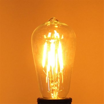 Bóng đèn LED thủy tinh ST64 cổ điển 4tim led đuôi vặn E27 Ánh sáng vàng