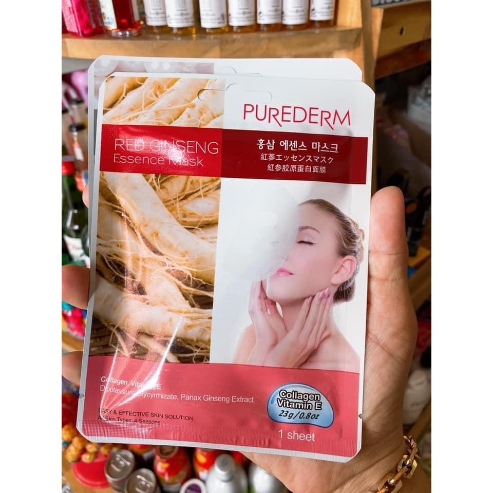 Mặt nạ dưỡng da Purederm Red Gingeng Essence Mask 23g - Nhân sâm