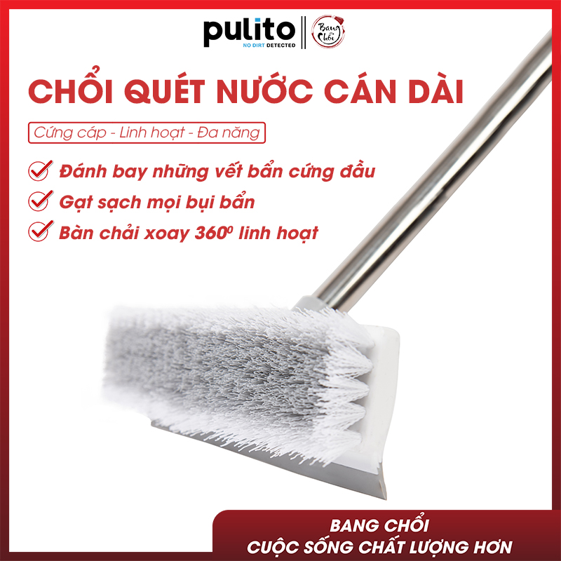 BÁO GIÁ Cây Chổi Chà Sàn | Shopee Lazada Sendo Tiki mới nhất 38 Cây chà sàn nhà tắm cán dài Pulito chổi gạt nước 2 đầu xoay 180 độ dễ dàng điều chỉnh độ dài LS-CQN