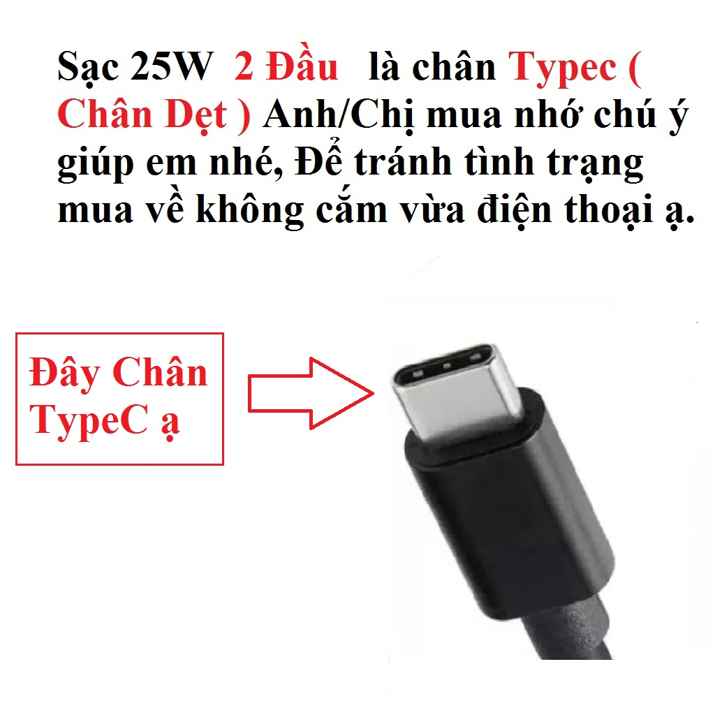 Bộ sạc SS sạc nhanh PD25W type C to type C dùng cho note 10 note 10 plus s20 s22
