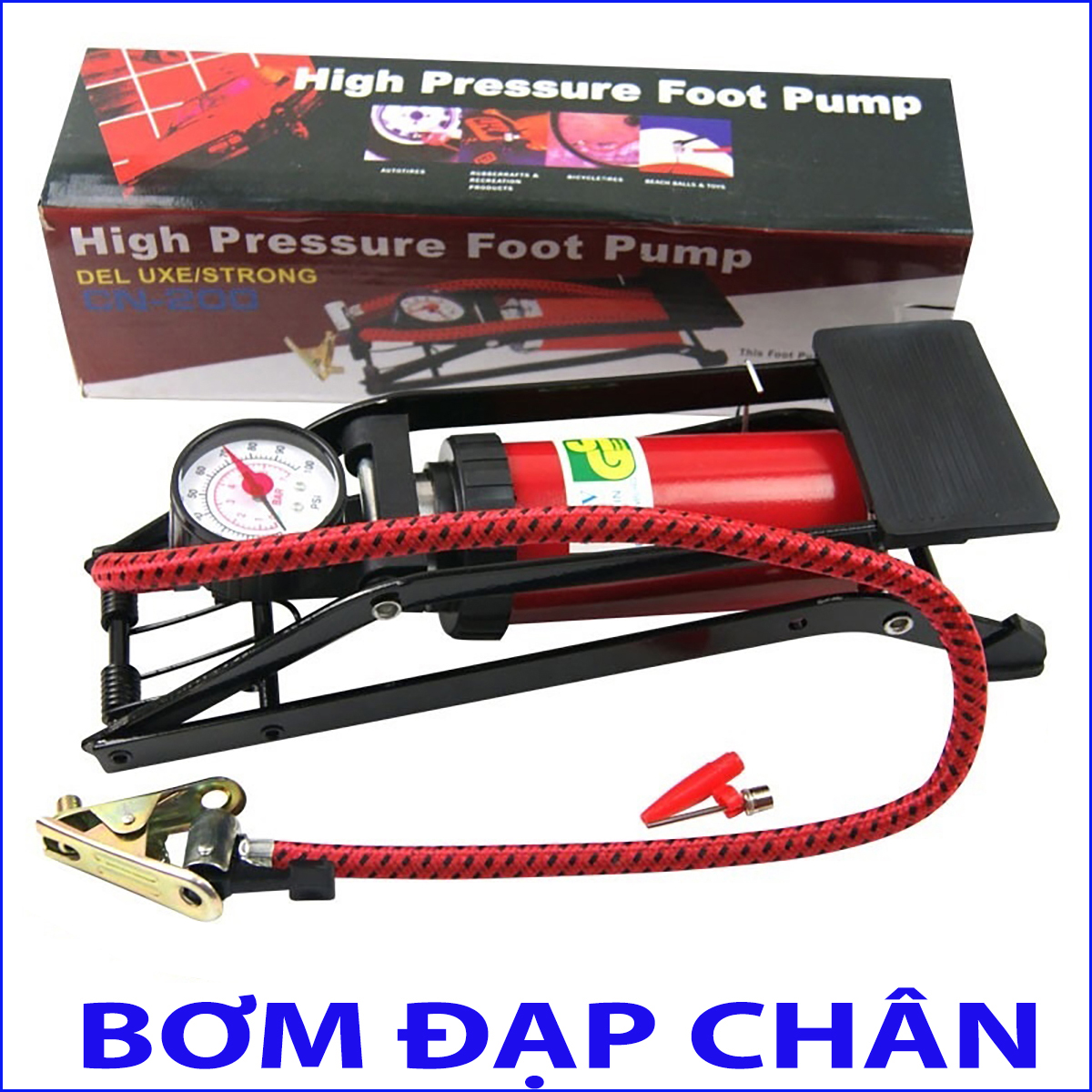 Bơm Xe Đạp, Xe Máy, Ô Tô, Bơm Phao, Bóng..Bằng đạp chân mini Tiện Dụng