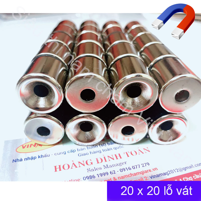 Nam châm tròn 20X20 Lỗ 6MM dùng hít bi sắt