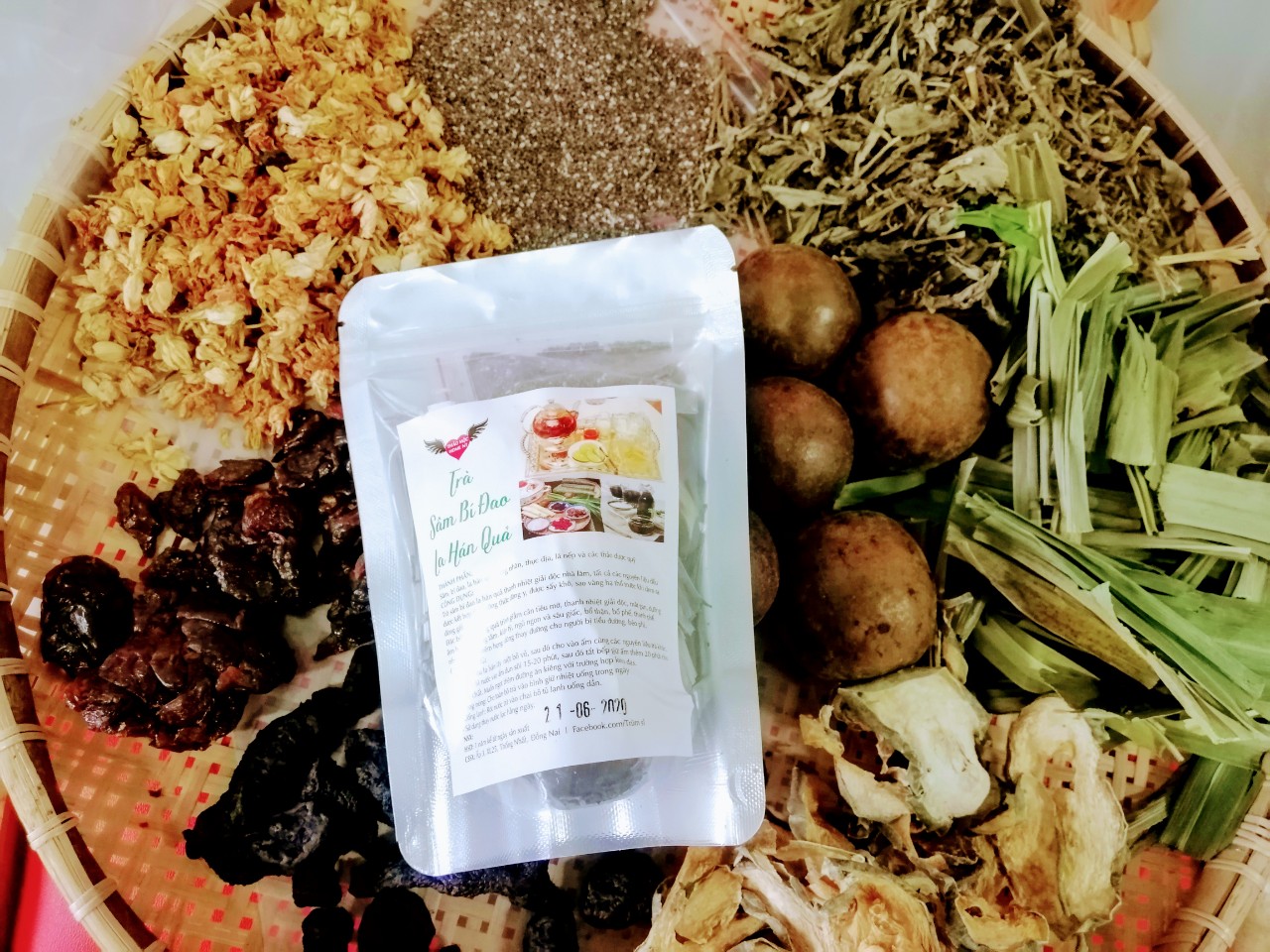 combo 5 sét vừa (90g/sét) trà sâm bí đao la hán quả nồi 3l