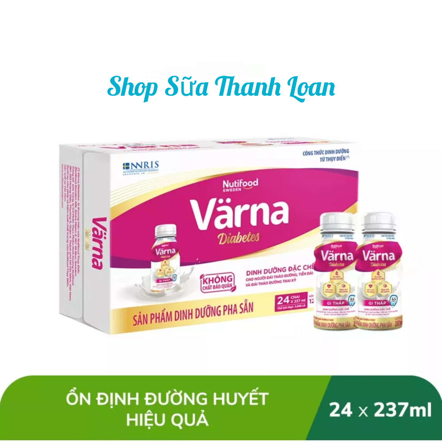 Combo 2 thùng 48 chai sữa bột pha sẵn varna diabetes - chai 237ml.