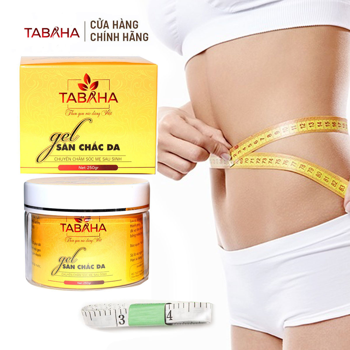 Kem tan mỡ TABAHA 250g giúp giảm mỡ bụng kèm thước dây