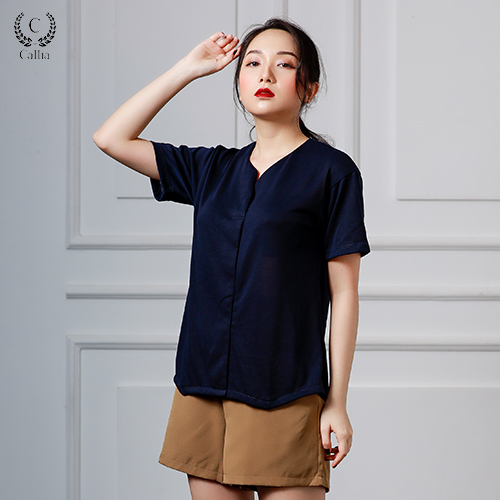 Áo thun nữ Callia thiết kế cổ V đắp Hami Top