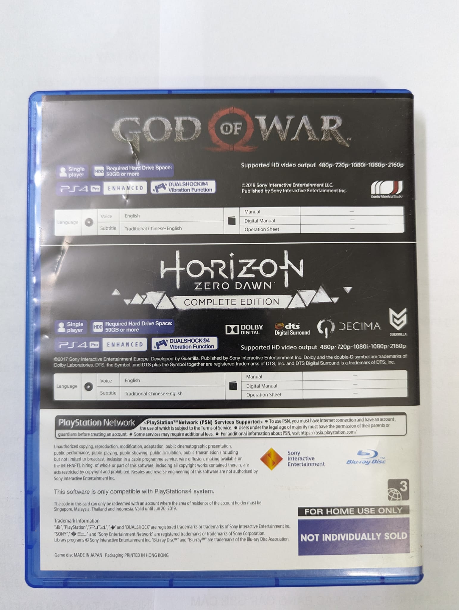 Đĩa game PS4 Mega Pack God of war và Horizon CE.