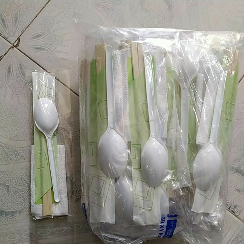 Set đũa thìa tăm giấy tiện lợi (Giá 1 set 50 bộ)