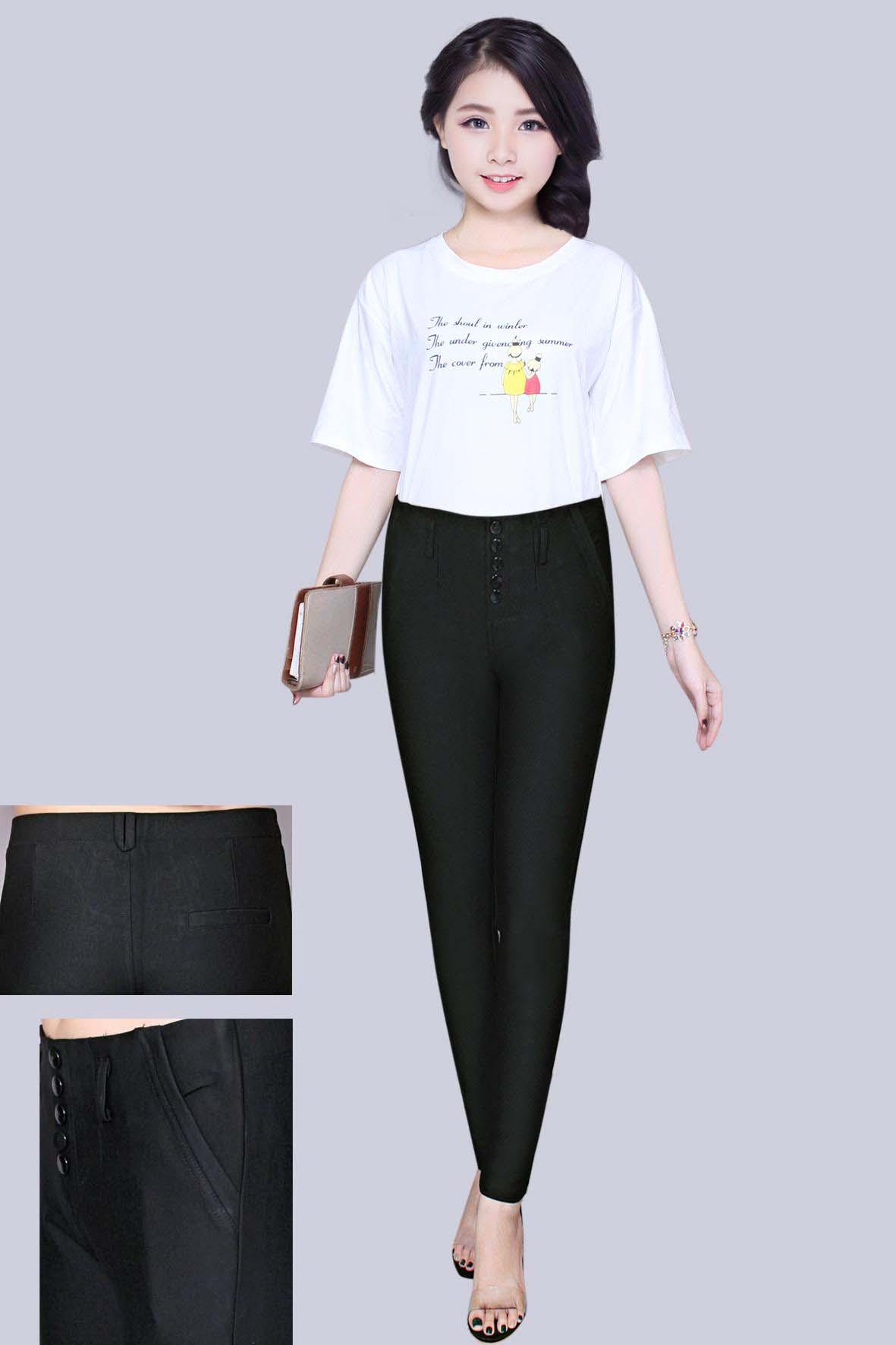 Quần Dài Nữ Thun Cotton Co Giản Lưng Chum Qt 05(5 nút)