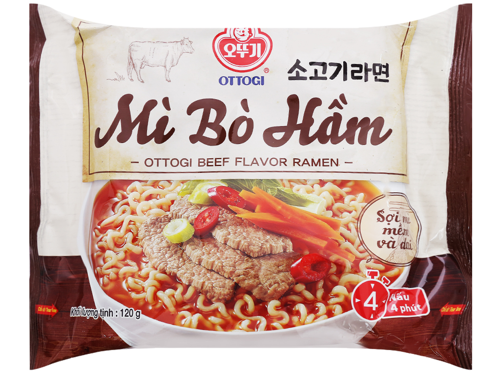 Combo 3 gói mì MÌ BÒ HẦM Ottogi 120g