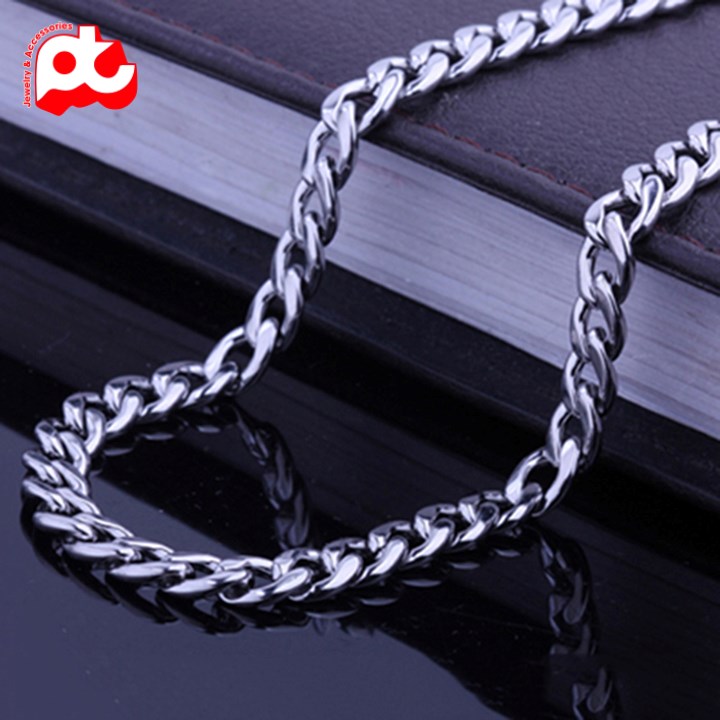 Dây chuyền nam inox thời trang kiểu lặc trangsucinoxtitanpt kích cỡ 7mm màu trắng thép không gỉ TTDCNA01