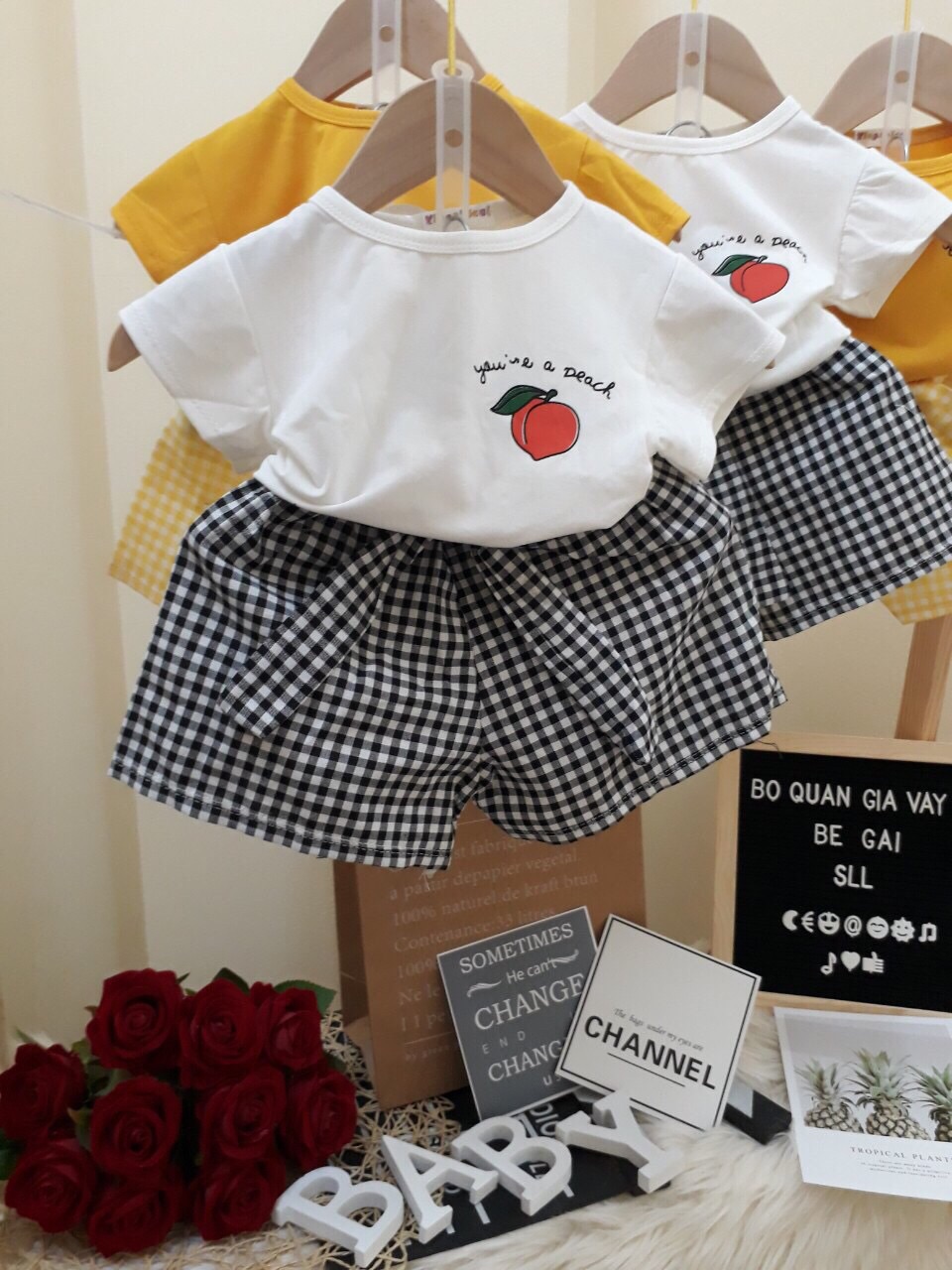 Set áo quần giả váy cho bé gái