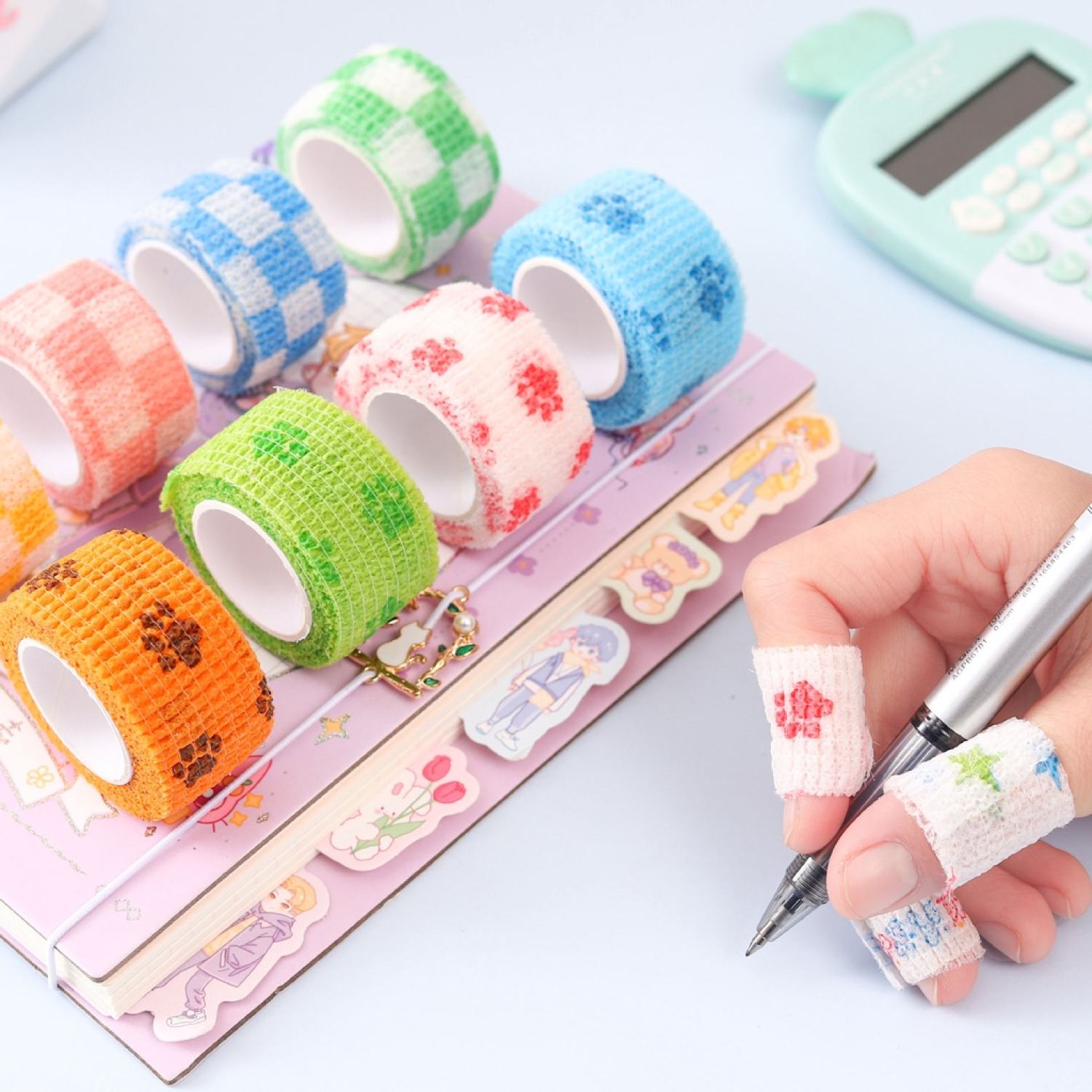 Băng quấn bảo vệ ngón tay, băng quấn bút, dây sạc họa tiết dễ thương