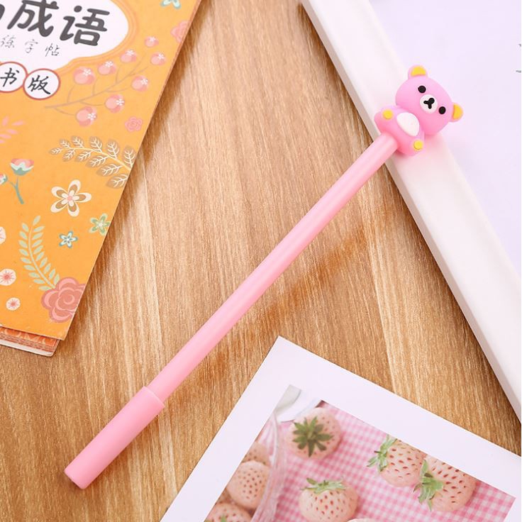 Bút gel nước mực đen gấu kute nhiều màu h15