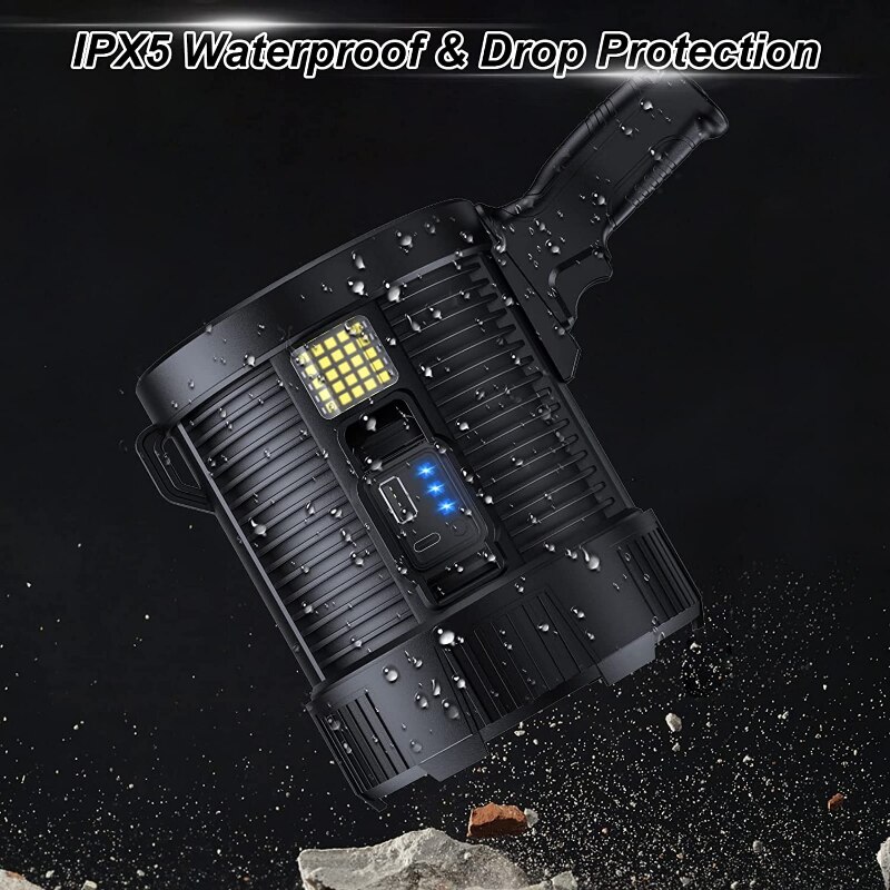 XP70 High Power Rechargeable Led Flashlight Searchlight Powerful Torch Spotlight Portable Lighting Built-in Lithium Battery